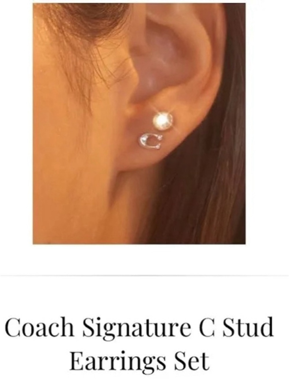 Coach Set of 2 Silver Stud Earrings One Size
